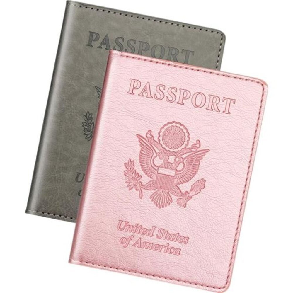 Passport Holder Rose Gold Gray Travel Wallet Case